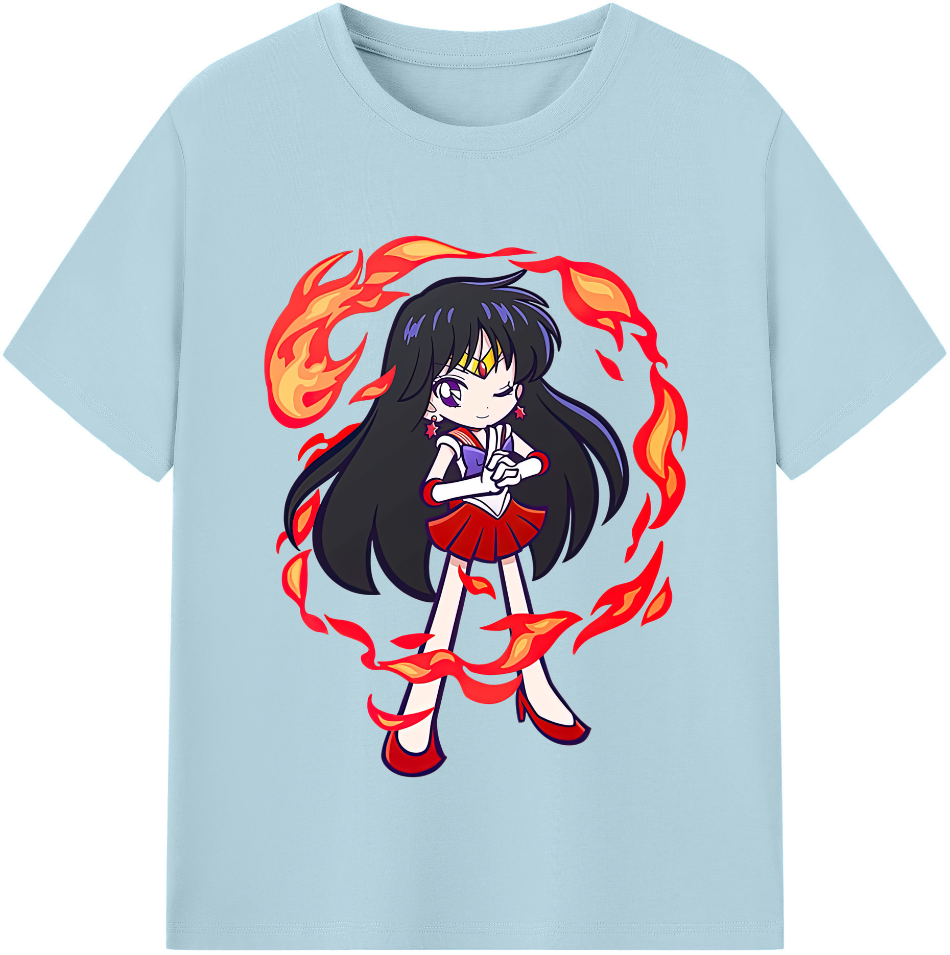 （画像用） 美少女戦士セーラームーン 火野レイ ひの レイ Sailor Moon Hino Rei （セーラーマーズ,Sailor Mars） 綿100％半袖Tシャツ（フロントプリント）